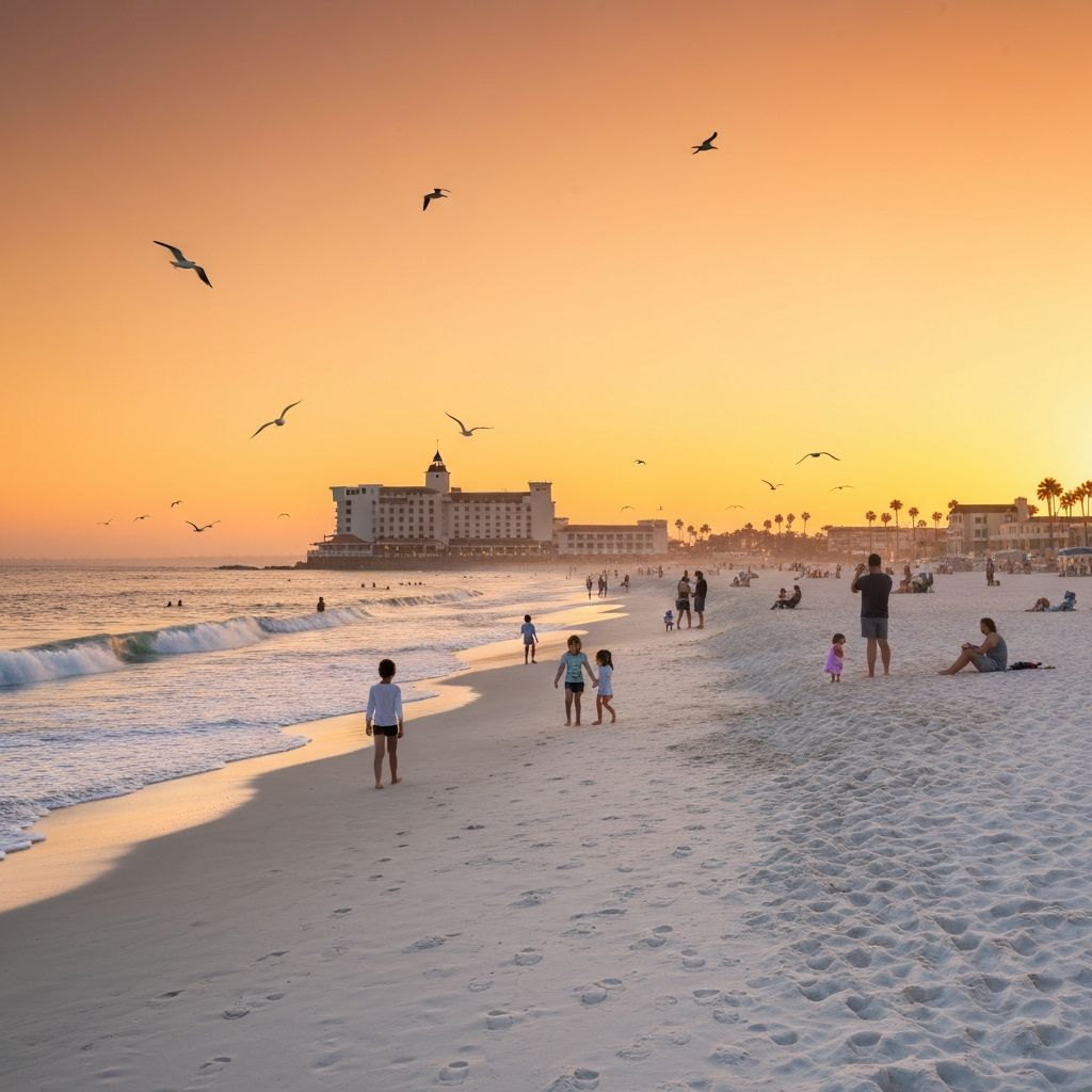 Coronado Beach California recreation activities surfing and swimming on Pacific coast