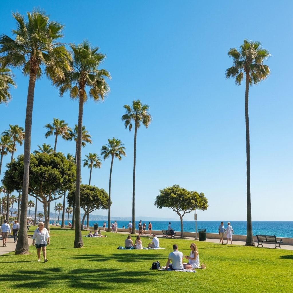 Sunny day in Coronado California showing perfect Mediterranean climate